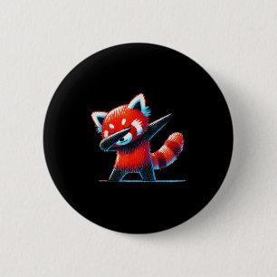 Badge Rond 5 Cm Bassin De Panda Rouge Pour Amoureux des animaux De