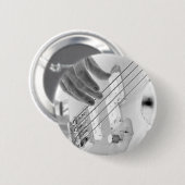 Badge Rond 5 Cm Bassiste, basse et main, image négative (Devant & derrière)