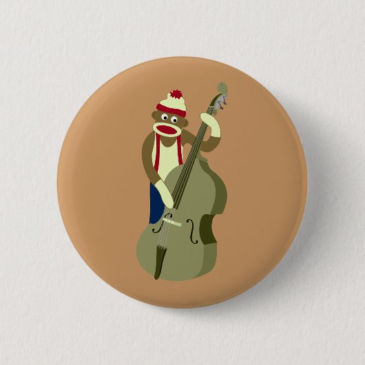 Badge Rond 5 Cm Bassiste droit de singe de chaussette (Devant)