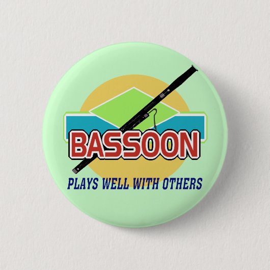 Badge Rond 5 Cm Bassoon Joue bien (Devant)