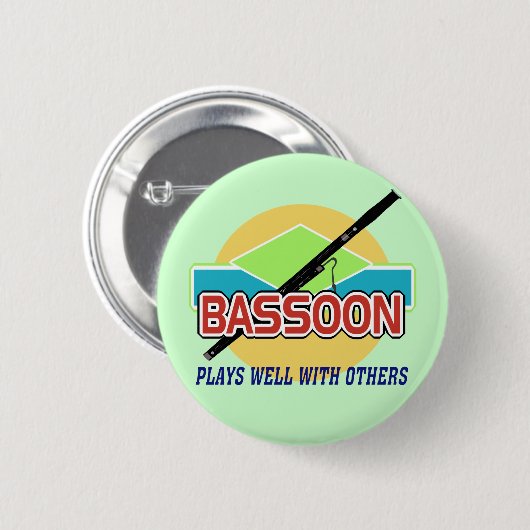 Badge Rond 5 Cm Bassoon Joue bien (Devant & derrière)