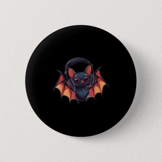 Badge Rond 5 Cm Bat cool Avec Casque Mouches Avec Cool Jams Pour (Devant)