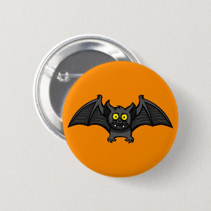 Badge Rond 5 Cm Bat gris mignonne aux yeux et aux doigts jaunes - 