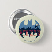 Badge Rond 5 Cm Bat Logo With Gotham & Bat Signal (Devant & derrière)