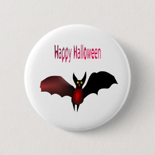 Badge Rond 5 Cm Bat volant Happy Halloween Bouton