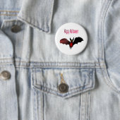 Badge Rond 5 Cm Bat volant Happy Halloween Bouton (En situation)