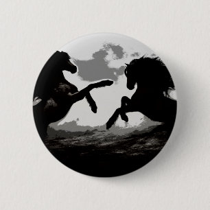 Badge Rond 5 Cm Bataille des Chevaux - Art Equin