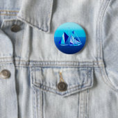 Badge Rond 5 Cm Bateau à voile géométrique moderne / Yacht, bleu C (En situation)