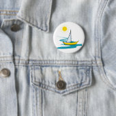 Badge Rond 5 Cm Bateau à voilier simple (En situation)