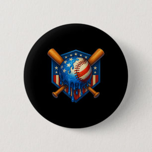 Badge Rond 5 Cm Bateau de baseball Ice Cream Boys 4 juillet Améric