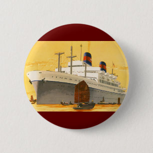 Badge Rond 5 Cm Bateau de croisière vintage en Orient avec Junks B