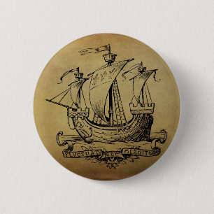 Badge Rond 5 Cm Bateau de navigation antique