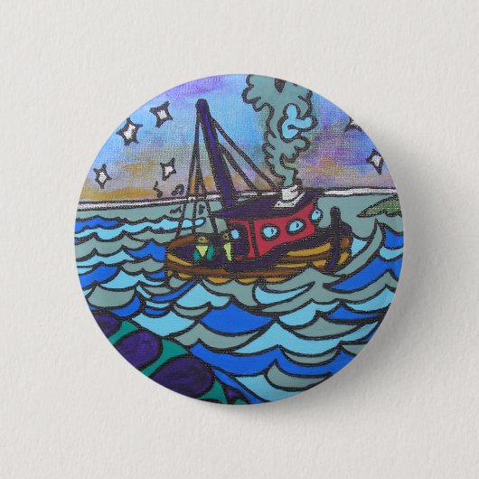 Badge Rond 5 Cm Bateau de pêche (Devant)