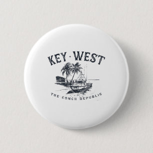 Badge Rond 5 Cm Bateau de pêche Key West Cadeau de matériel Républ