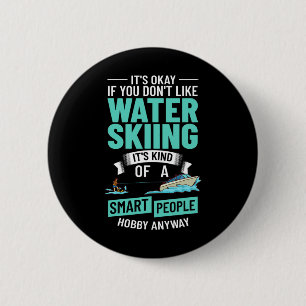 Badge Rond 5 Cm Bateau de ski nautique Planche pour débutant Skieu