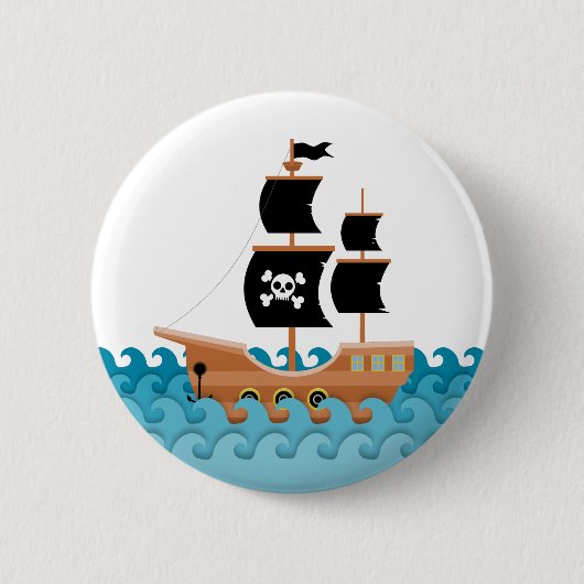 Badge Rond 5 Cm Bateau pirate (Devant)