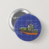 Badge Rond 5 Cm Bateau remorqueur (Devant & derrière)
