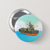 Badge Rond 5 Cm Bateau remorqueur (Devant & derrière)