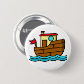 Badge Rond 5 Cm Bateau remorqueur à dessin (Devant & derrière)