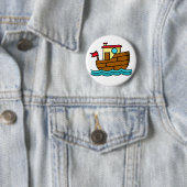 Badge Rond 5 Cm Bateau remorqueur à dessin (En situation)