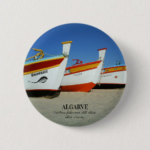 Badge Rond 5 Cm Bateaux de pêche sur la plage de l'Algarve