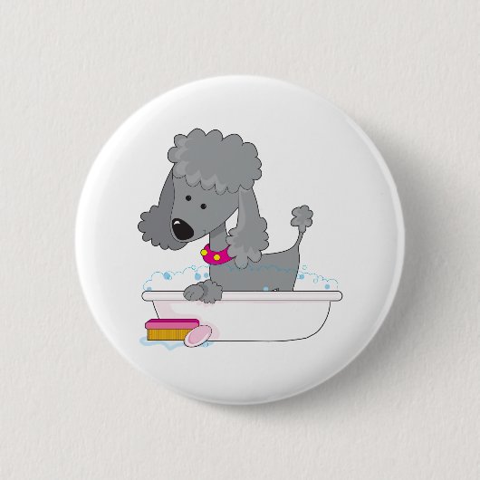 Badge Rond 5 Cm Bath de caniche (Devant)