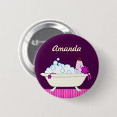 Badge Rond 5 Cm Bath du chien du Groomer d'animal familier (Devant & derrière)