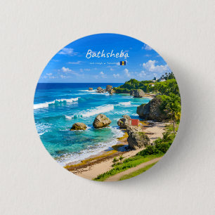 Badge Rond 5 Cm Bathsheba, Barbade - Côte de plage tropicale
