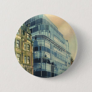 Badge Rond 5 Cm Bâtiment vintage du Daily Express sur Fleet Street