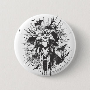 Badge Rond 5 Cm Batman à vélo avec chauves-souris