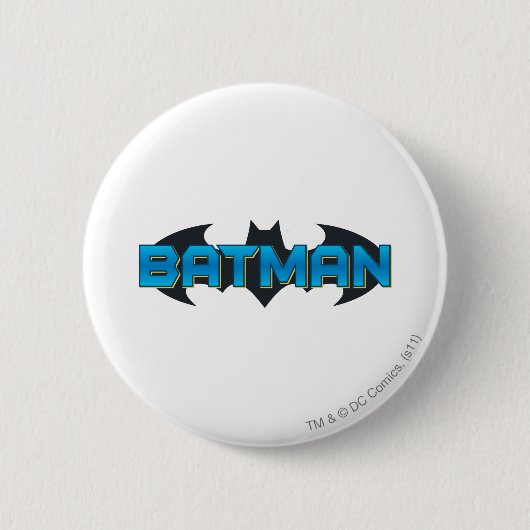 Badge Rond 5 Cm Batman | Logo de nom bleu (Devant)
