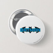 Badge Rond 5 Cm Batman | Logo de nom bleu (Devant & derrière)