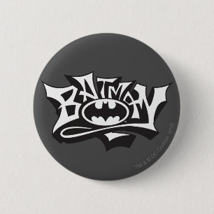 Badge Rond 5 Cm Batman   Logo du nom du graffiti