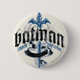 Badge Rond 5 Cm Batman   Nom avec logo épée