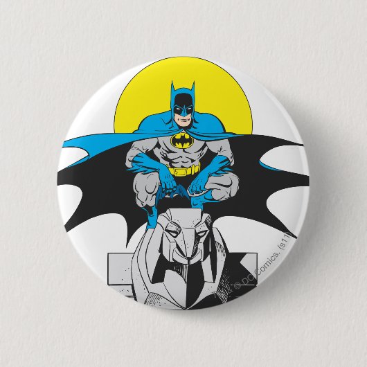 Badge Rond 5 Cm Batman Perches Sur Le Lion De Pierre (Devant)
