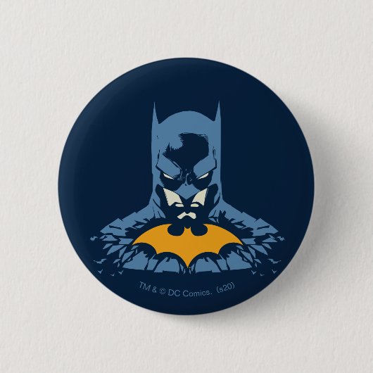 Badge Rond 5 Cm Batman Shattered Bust With Gold Logo (Devant)