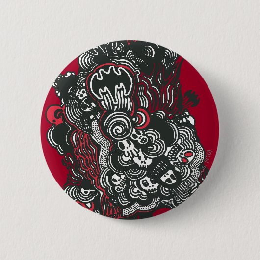 Badge Rond 5 Cm Batman Skulls/Doodle d'encre (Devant)