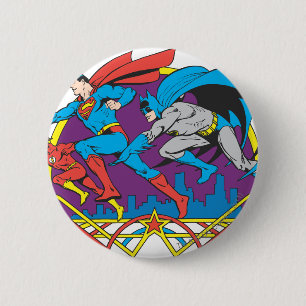 Badge Rond 5 Cm Batman + Superman + Flash