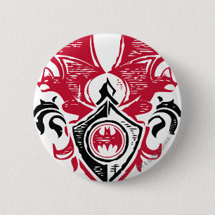 Badge Rond 5 Cm Batman Symbol Red Black Bat Stamp Crest Logo