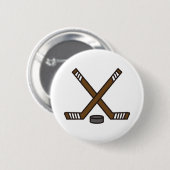 Badge Rond 5 Cm Bâtons de hockey et galet (Devant & derrière)