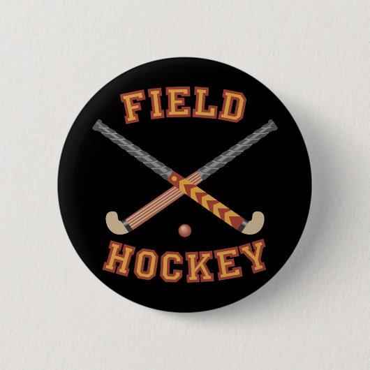Badge Rond 5 Cm Bâtons de hockey sur gazon (Devant)
