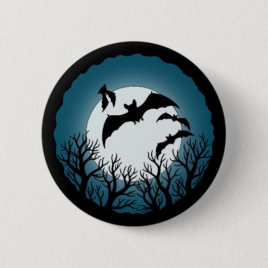 Badge Rond 5 Cm Bats and Trees Against the Moon (Devant)