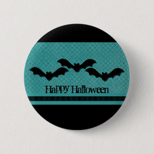 Badge Rond 5 Cm Bats déplaisants Bouton Halloween, Turquoise