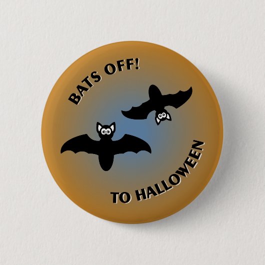 Badge Rond 5 Cm Bats d'Halloween bleu orange (Devant)