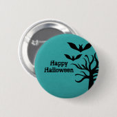 Badge Rond 5 Cm Bats Eerie Halloween Button, Aqua (Devant & derrière)