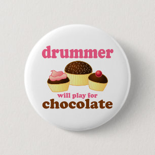 Badge Rond 5 Cm Batteur drôle de percussion