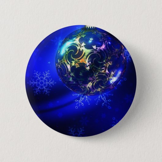 Badge Rond 5 Cm Bauble de Noël bleu électrique, personnaliser i (Devant)
