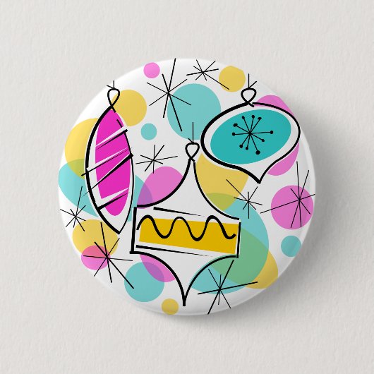 Badge Rond 5 Cm Baubles de l'arbre rétro (Devant)