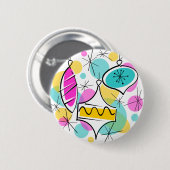 Badge Rond 5 Cm Baubles de l'arbre rétro (Devant & derrière)