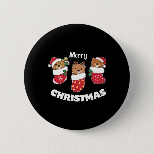 Badge Rond 5 Cm Baveurs De Noël Dans Les Bas De Noël Pour Noël (Devant)